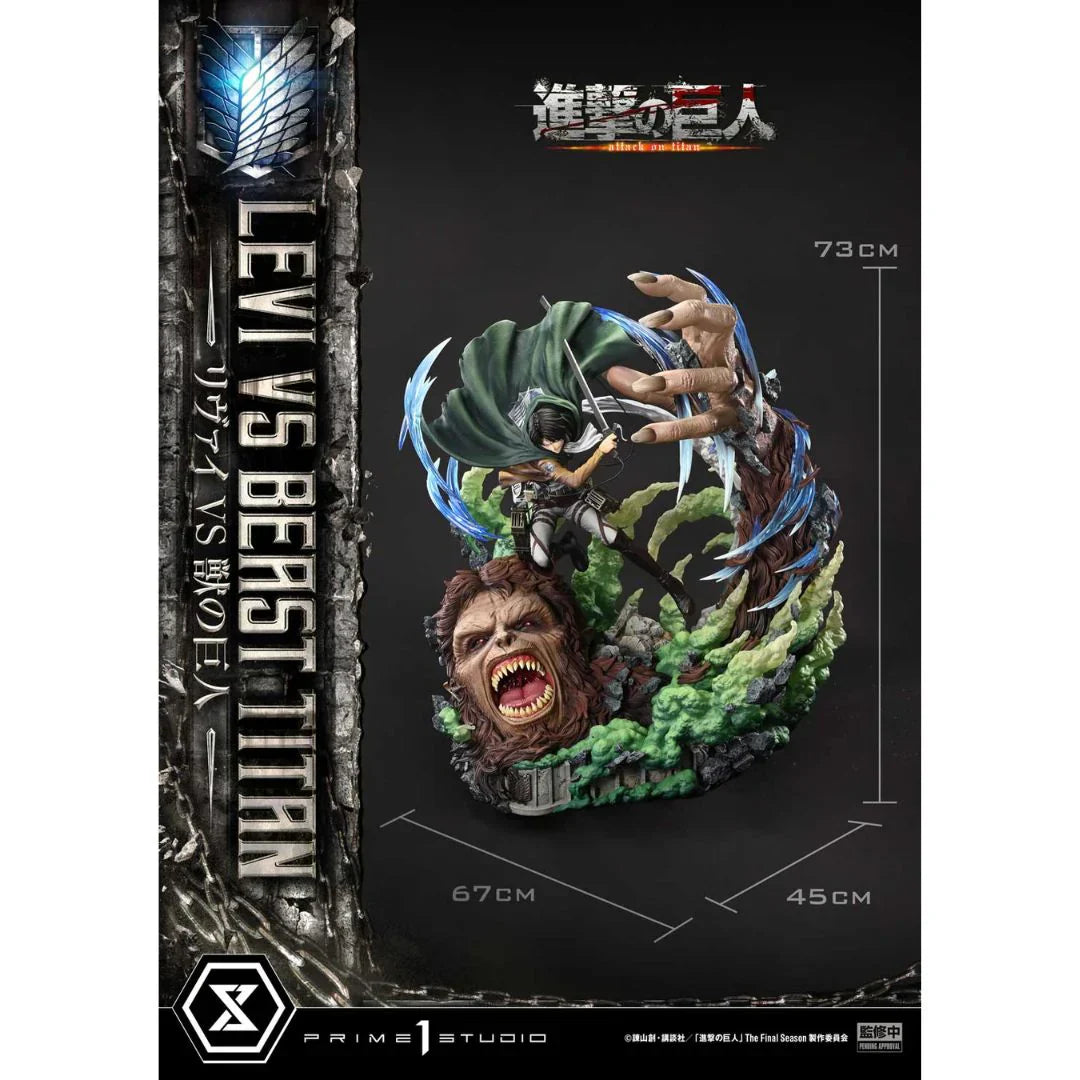 Attack On Titan Levi Versus Beast Titan statue