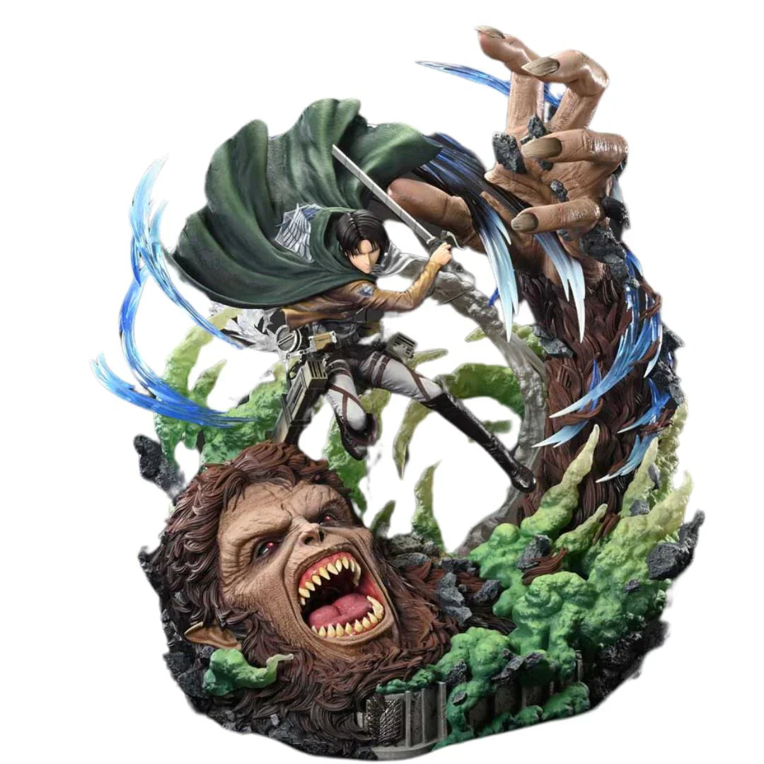 Attack On Titan Levi Versus Beast Titan statue