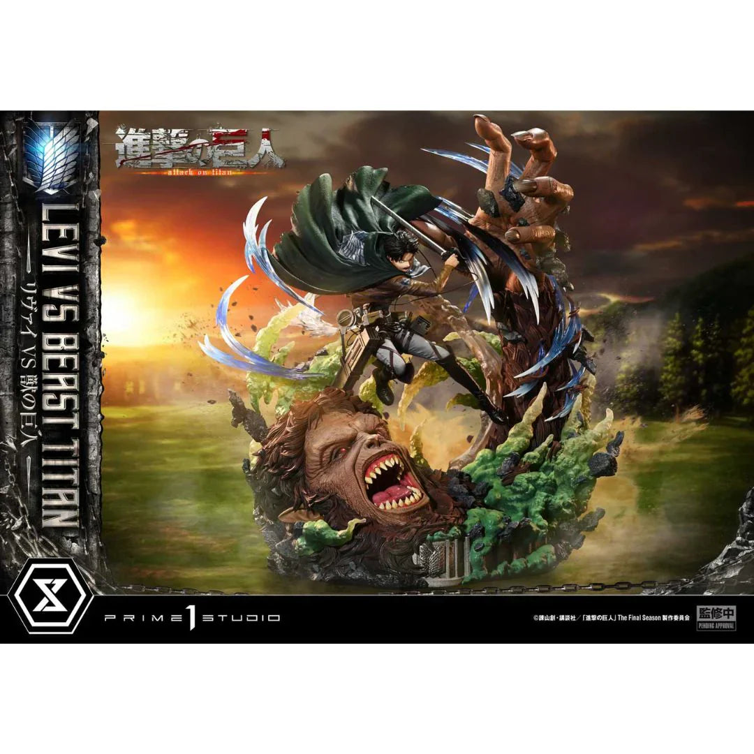 Attack On Titan Levi Versus Beast Titan statue