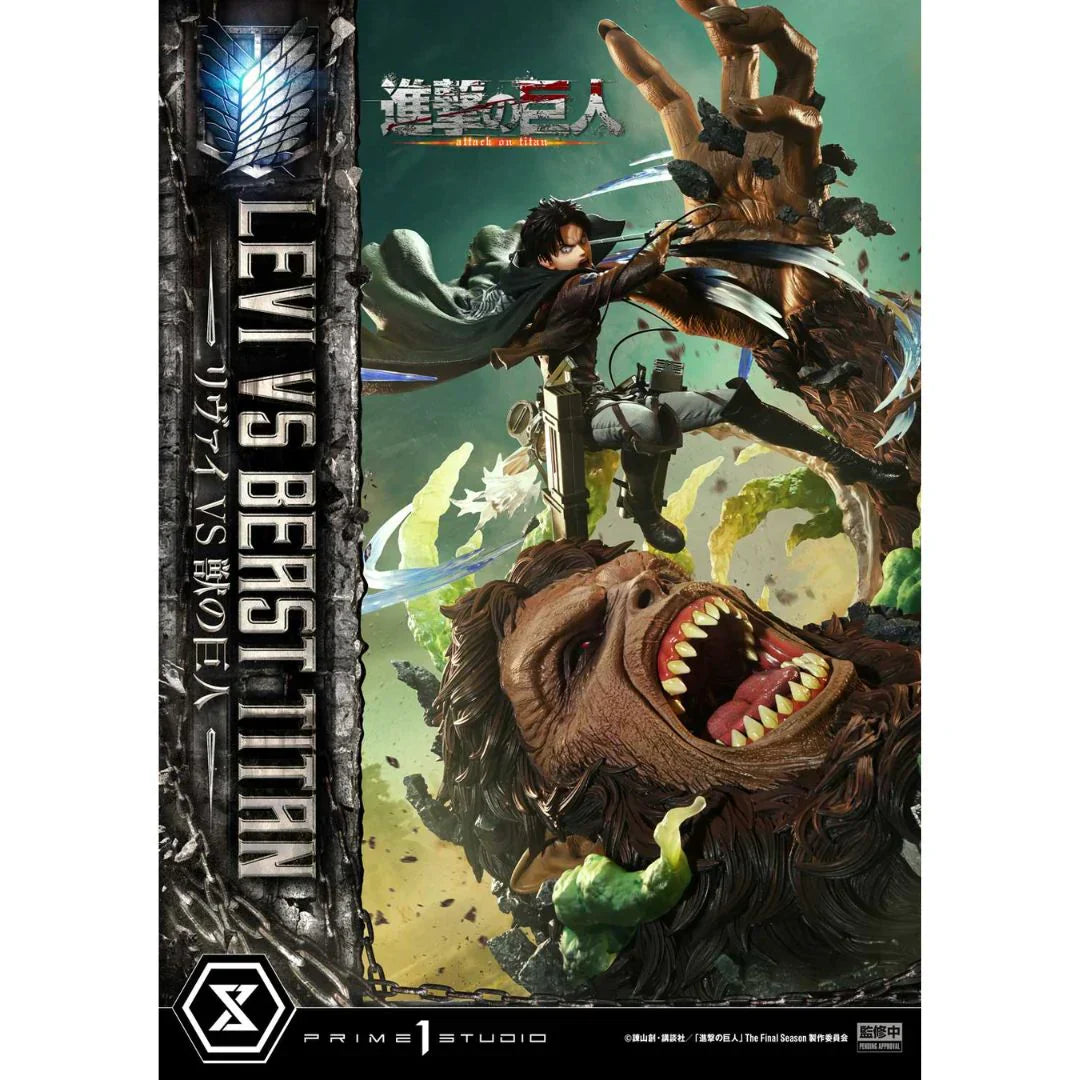 Attack On Titan Levi Versus Beast Titan statue
