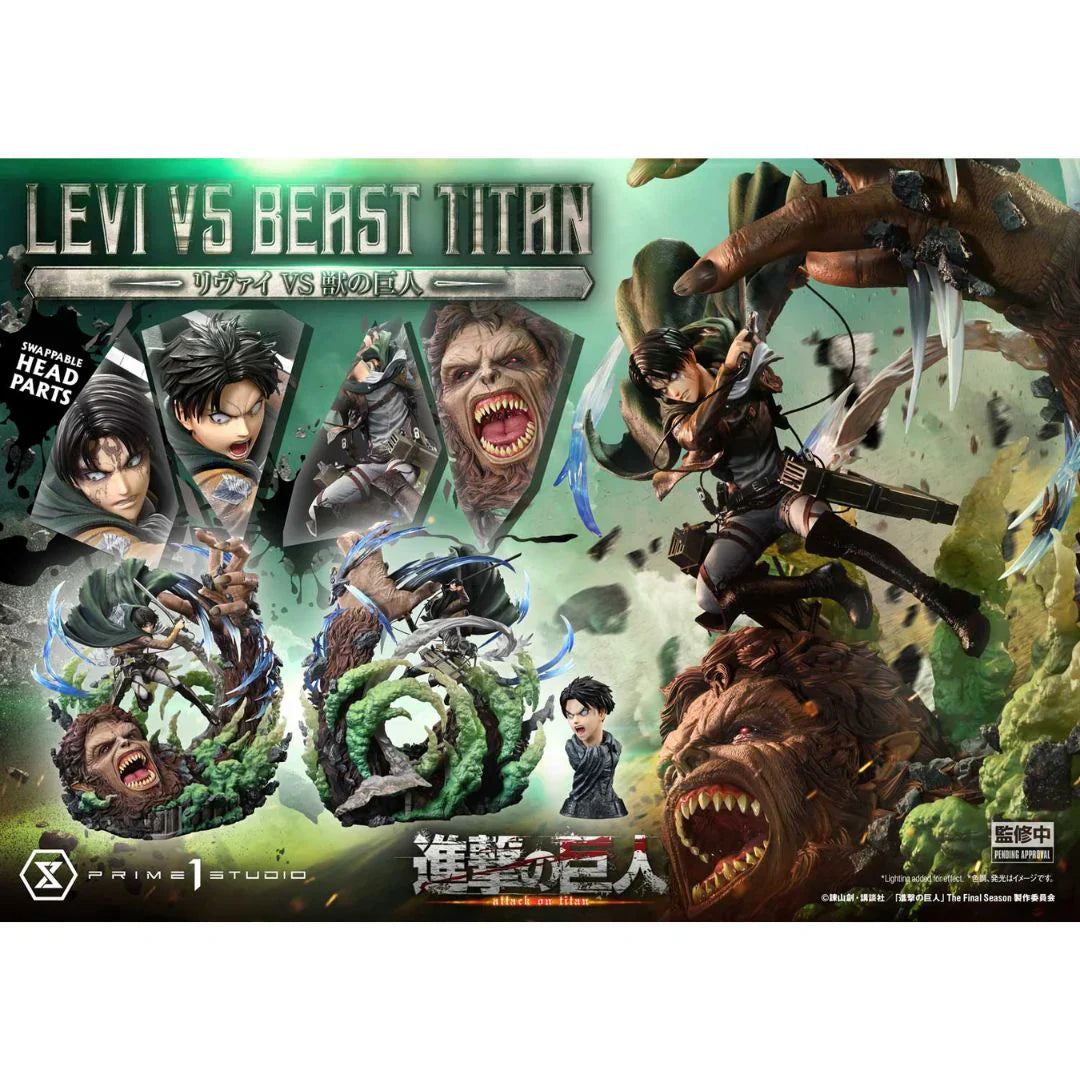 Attack On Titan Levi Versus Beast Titan statue