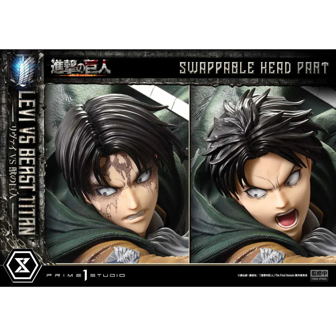 Attack On Titan Levi Versus Beast Titan statue