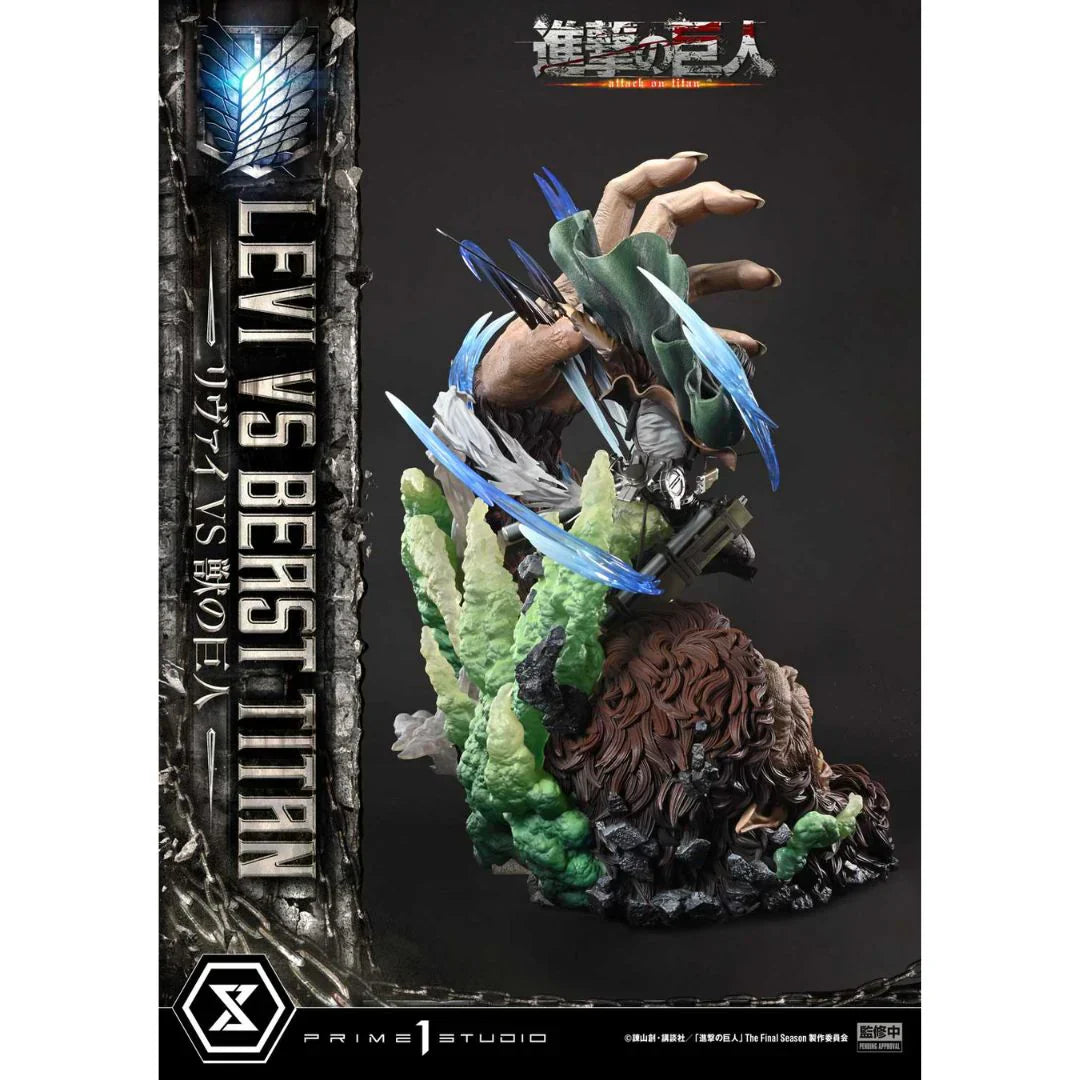 Attack On Titan Levi Versus Beast Titan statue