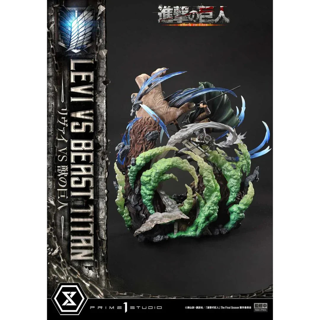 Attack On Titan Levi Versus Beast Titan statue