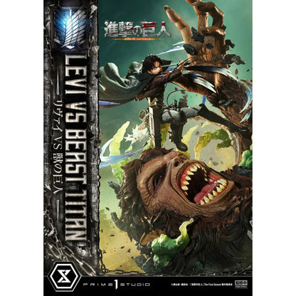 Attack On Titan Levi Versus Beast Titan statue