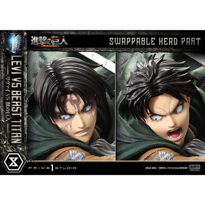Attack On Titan Levi Versus Beast Titan statue